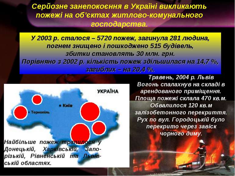 Серйозне занепокоєння в Україні викликають пожежі на об’єктах житлово-комунал...