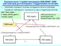 Використання "служби іменування RMI/JRMP” (RMI- реєстратора) для зв'язувань з...