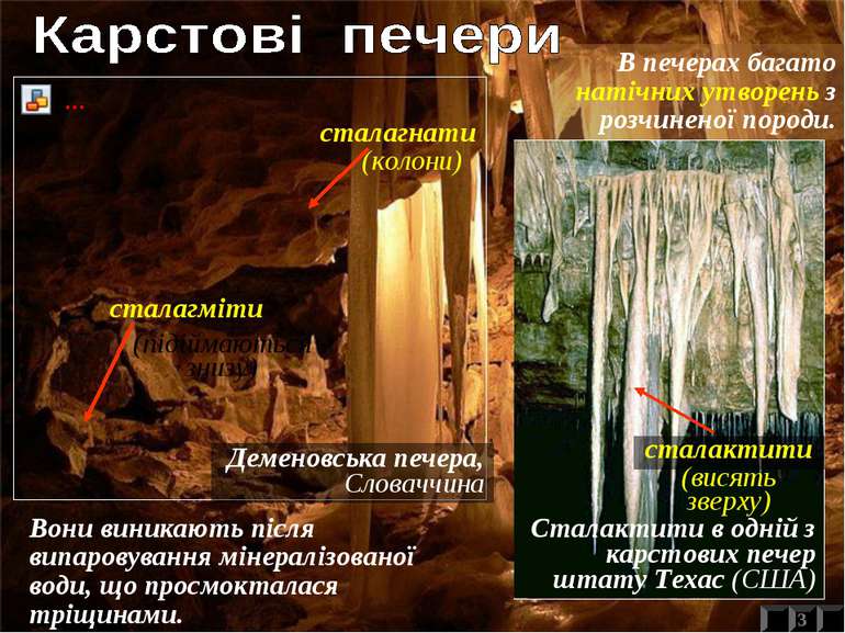 Деменовська печера, Словаччина Сталактити в одній з карстових печер штату Тех...