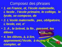 Composez des phrases 1. en France, et, l’école maternelle, L’école , l’école ...