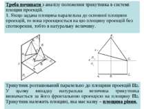 Треба починати з аналізу положення трикутника в системі площин проекцій. 1. Я...