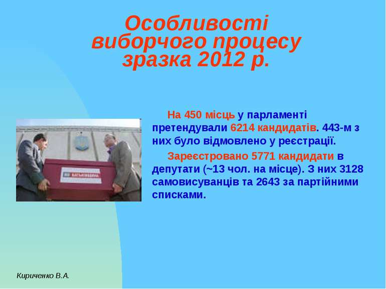 Особливості виборчого процесу зразка 2012 р. На 450 місць у парламенті претен...