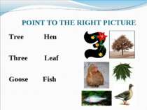 POINT TO THE RIGHT PICTURE Tree Hen Three Leaf Goose Fish
