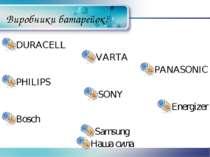 Виробники батарейок: DURACELL VARTA PANASONIC PHILIPS SONY Energizer Bosch Sa...