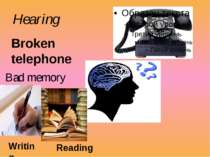 Hearing Broken telephone Bad memory Writing Reading