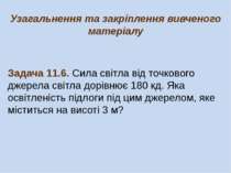 Узагальнення та закріплення вивченого матеріалу Задача 11.6. Сила світла від ...