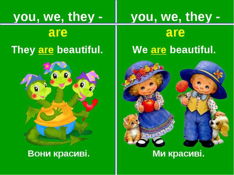 you, we, they - are you, we, they - are Вони красиві. Ми красиві. They are be...