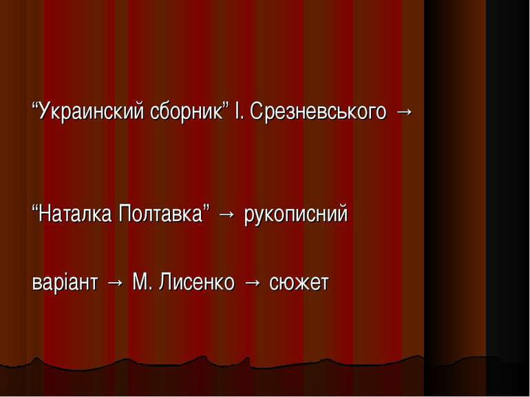 “Украинский сборник” І. Срезневського → “Наталка Полтавка” → рукописний варіа...