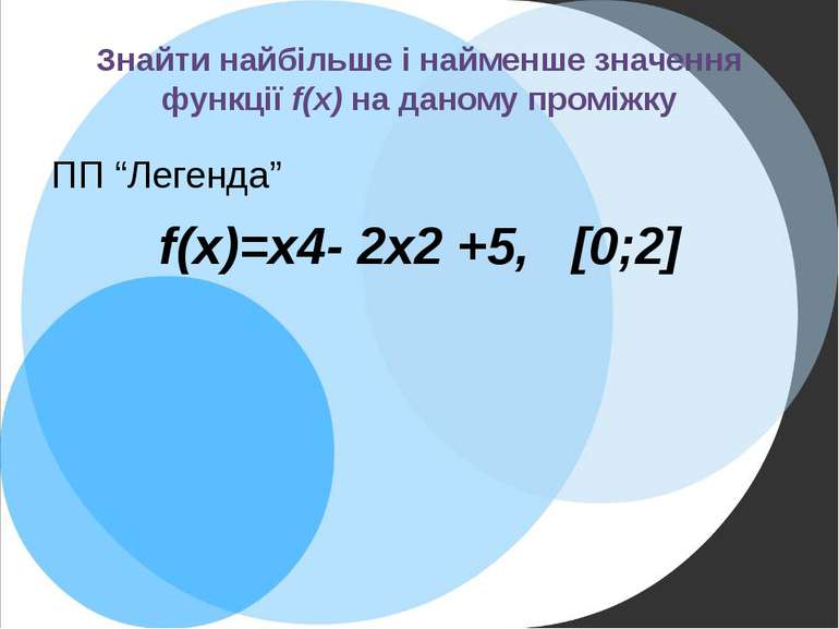 Знайти найбільше і найменше значення функції f(x) на даному проміжку ПП “Леге...