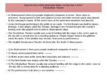 Read the text and the statements below. Are they true or false? Elizabethan T...