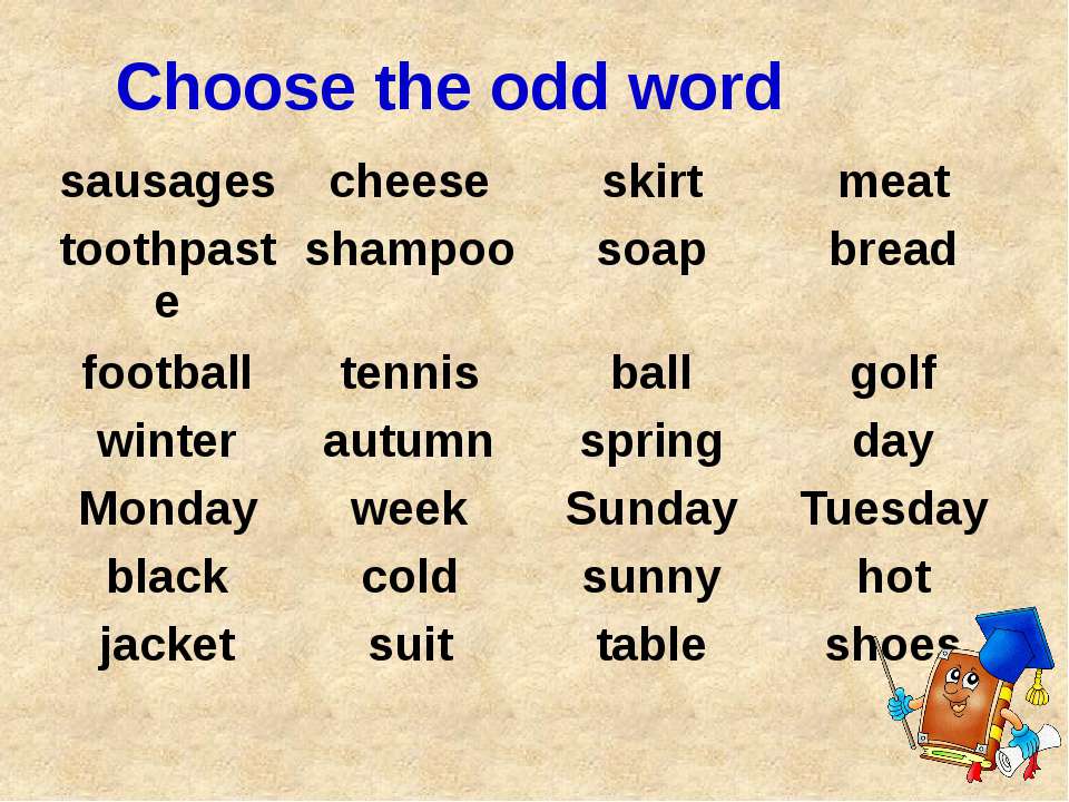 Find the extra word. Find the odd Word 5 класс. Choose the odd one. Choose the odd Word out 5 класс. Choose the odd Word.