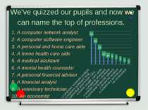 We’ve quizzed our pupils and now we can name the top of professions. 1. A com...