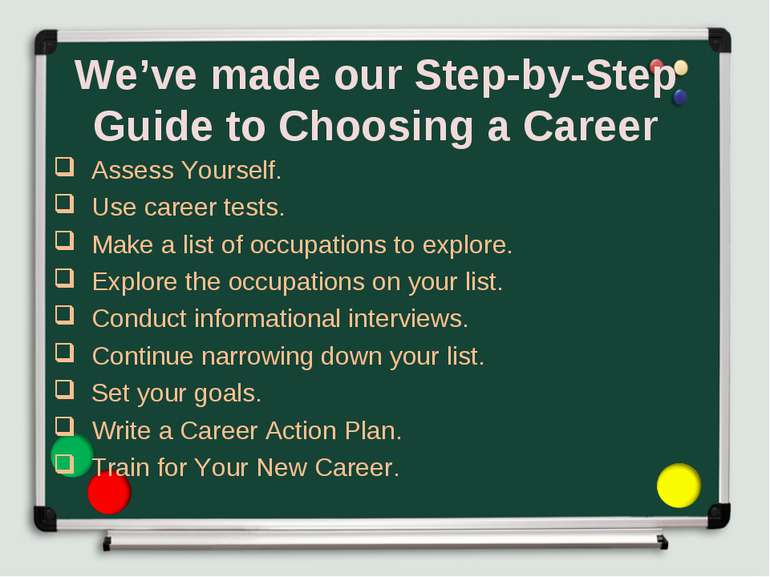We’ve made our Step-by-Step Guide to Choosing a Career Assess Yourself. Use c...