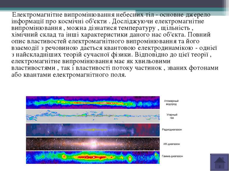 Електромагнітне випромінювання небесних тіл - основне джерело інформації про ...