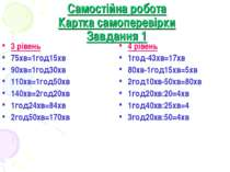 Самостійна робота Картка самоперевірки Завдання 1 3 рівень 75хв=1год15хв 90хв...