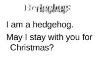 Hedgehog: I am a hedgehog. May I stay with you for Christmas?