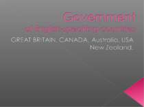 Government of English-speaking countries like GREAT BRITAIN, CANADA, Australi...