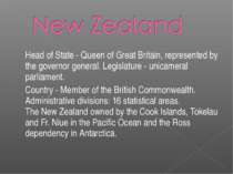 Head of State - Queen of Great Britain, represented by the governor general. ...