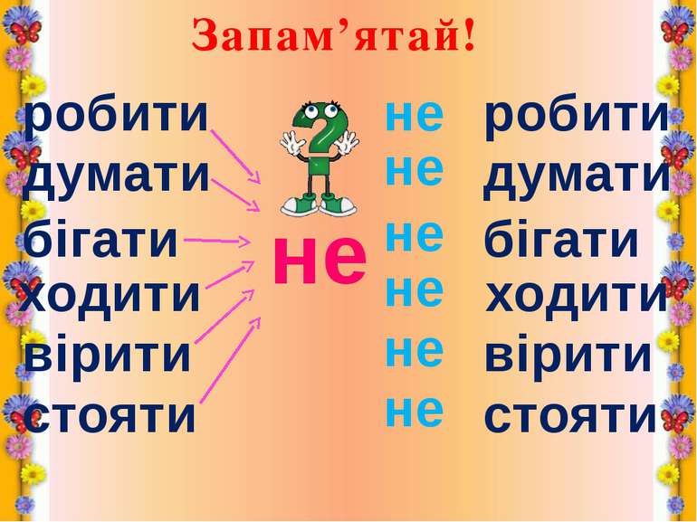 Написання не з дієсловами - презентація з української мови