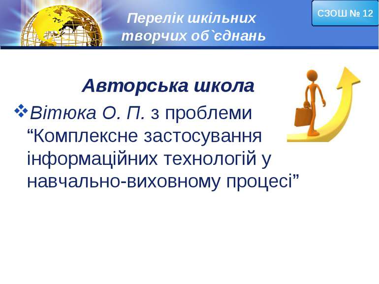 Перелік шкільних творчих об`єднань Авторська школа Вітюка О. П. з проблеми “К...