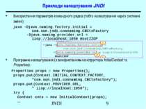 Приклади налаштування JNDI Використання параметрів командного рядка (тобто на...