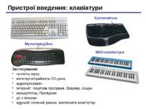 Пристрої введення: клавіатури MIDI-клавіатури Ергономічна Мультимедійна Засто...