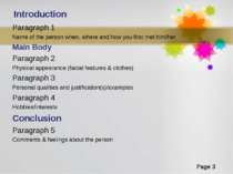 Introduction Paragraph 1 Name of the person when, where and how you first met...