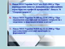 6) Наказ МОЗ України №198 від 22.07.1993 р “Про підвищення кваліфікації молод...