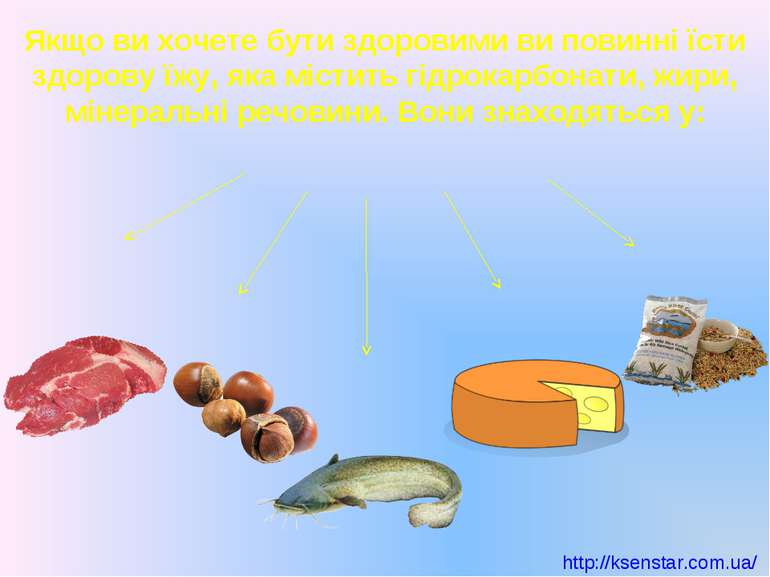 Якщо ви хочете бути здоровими ви повинні їсти здорову їжу, яка містить гідрок...