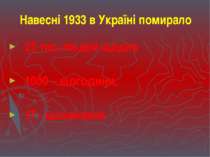 Навесні 1933 в Україні помирало 25 тис. людей щодня 1000 – щогодини, 17 - щох...