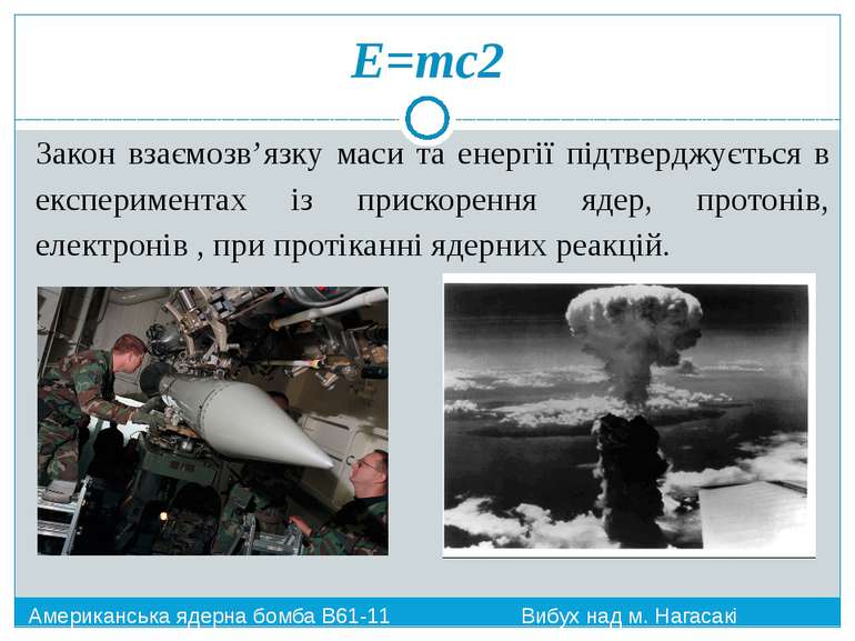 Американська ядерна бомба B61-11 Вибух над м. Нагасакі E=mc2 Закон взаємозв’я...