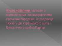 Рудні копалини пов’язані з магматичними і метаморфічними гірськими породами, ...