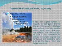 Yellowstone National Park, Wyoming. It has the largest number of geysers, hot...
