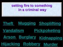Murder Shoplifting Burglary Arson Kidnapping Pickpoketing Hijacking Robbery M...