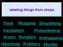 Murder Shoplifting Burglary Arson Kidnapping Pickpoketing Hijacking Robbery M...