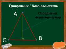 Серединий перпендикуляр А B C Трикутник і його елементи Макаренко І.Л. КЗШ № 31