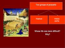 Whose life was more difficult? Why? Two groups of peasants Freehold Villeins ...