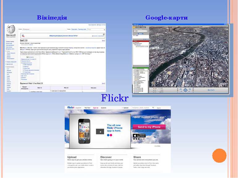 Вікіпедія Google-карти Flickr