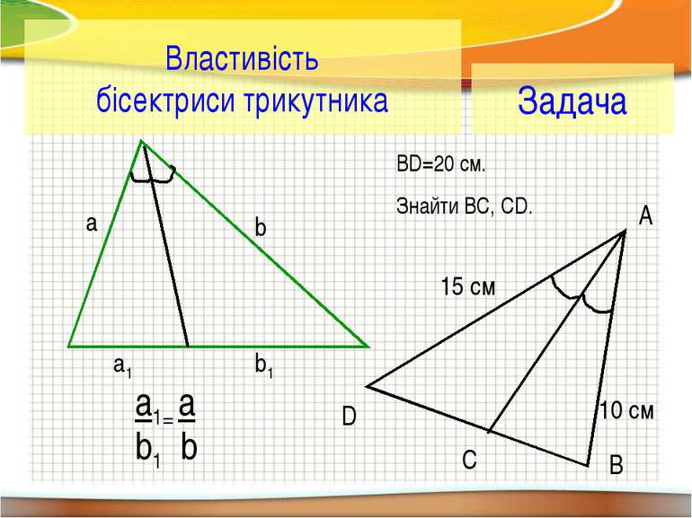 Властивість бісектриси трикутника Задача