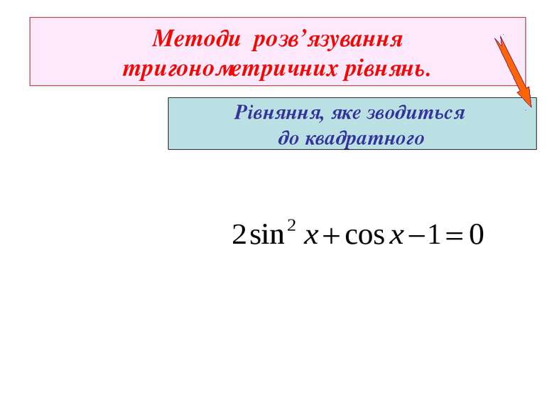 Методи розв’язування тригонометричних рівнянь. Рівняння, яке зводиться до ква...