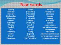 New words Sunday Monday Tuesday Wednesday Thursday Friday Saturday Maths Engl...