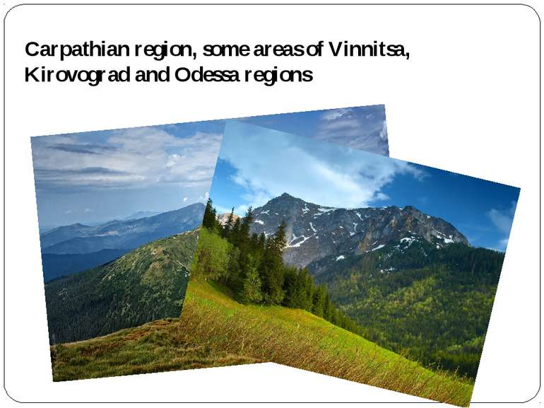 Carpathian region, some areas of Vinnitsa, Kirovograd and Odessa regions