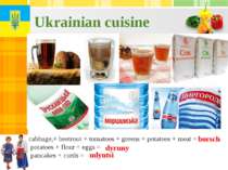 Ukrainian cuisine cabbage,+ beetroot + tomatoes + greens + potatoes + meat = ...