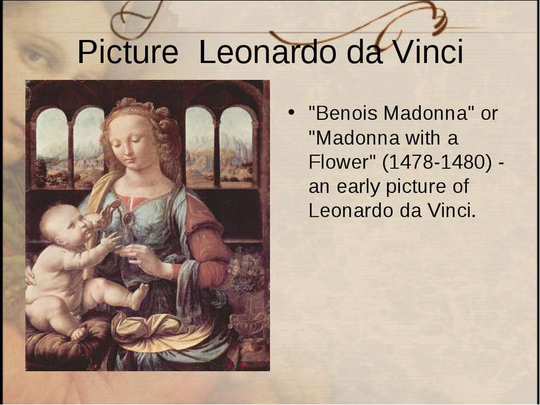 Picture Leonardo da Vinci "Benois Madonna" or "Madonna with a Flower" (1478-1...