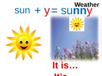 sun + y = sunny Weather It is… It’s…