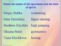 Sergiy Bubka swimming Irina Deriuhina figure skating Brothers Klychko high ju...