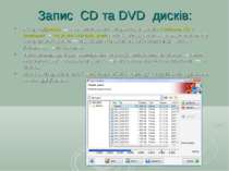 Запис CD та DVD дисків: вкладка Данные л.к.м. вибираємо з переліку операцію С...
