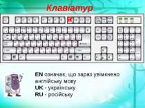 Клавіатура EN означає, що зараз увімкнено англійську мову UK - українську RU ...