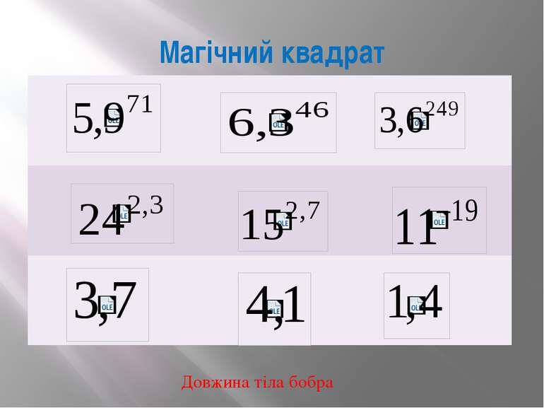 Магічний квадрат Довжина тіла бобра