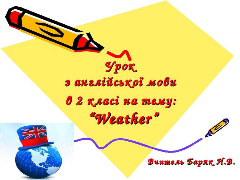 Урок з англійської мови в 2 класі на тему: “Weather” Вчитель Баряк Н.В.